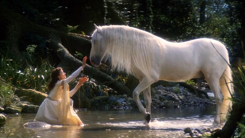 Woman and Unicorn in Stream