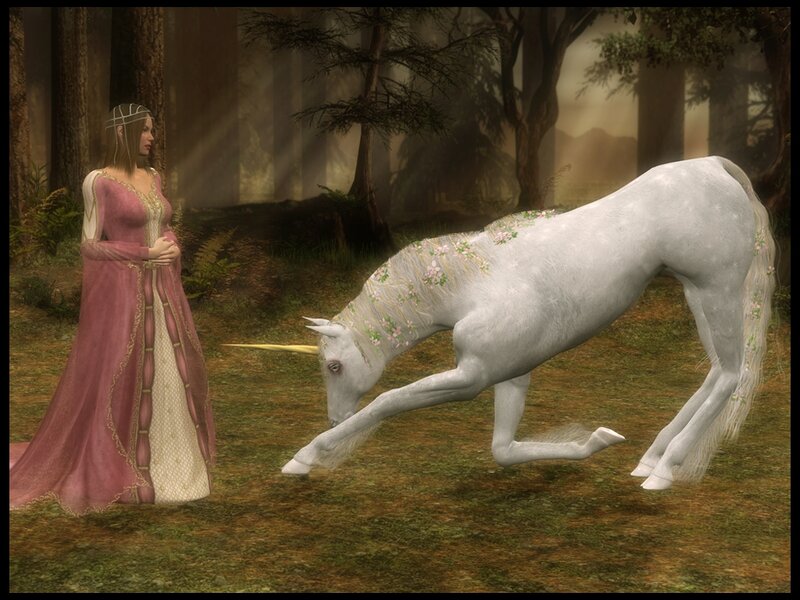 Woman and Unicorn — White, Serene