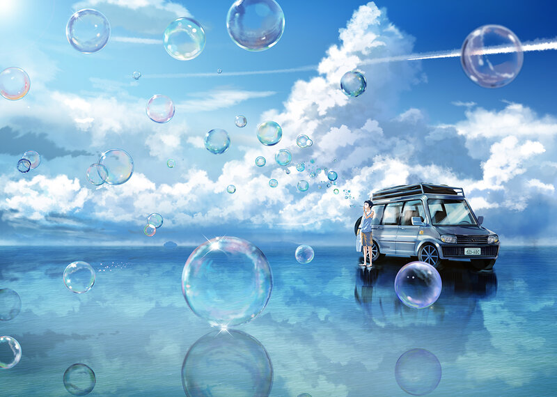 Woman and Van on Water