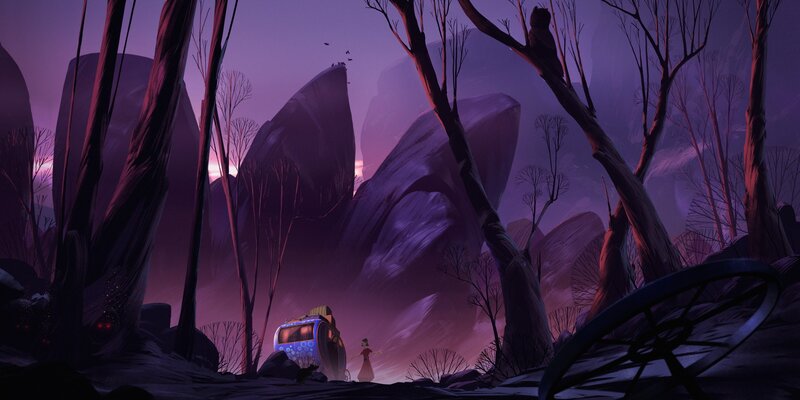 Woman and Vehicle in Forest
