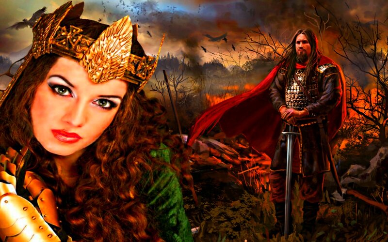 Woman and Warrior in Battle