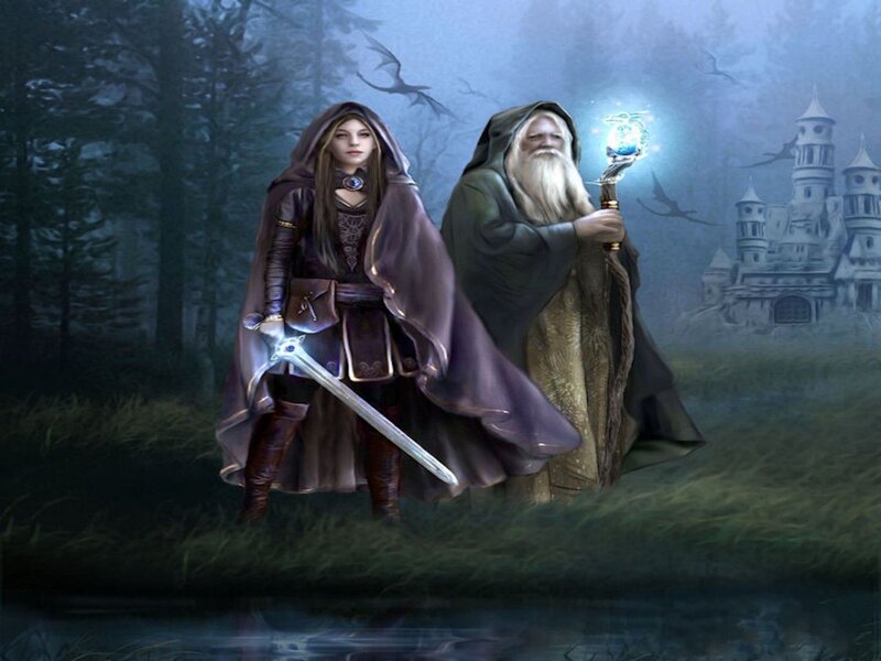 Woman and Wizard in Forest