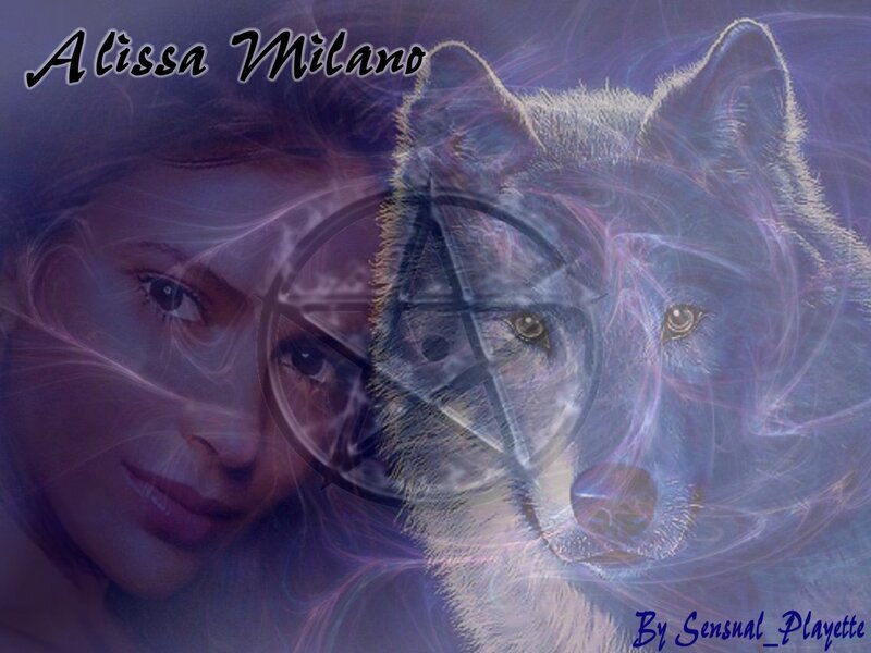 woman and wolf digital art