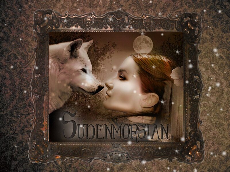 Woman and Wolf Face to Face