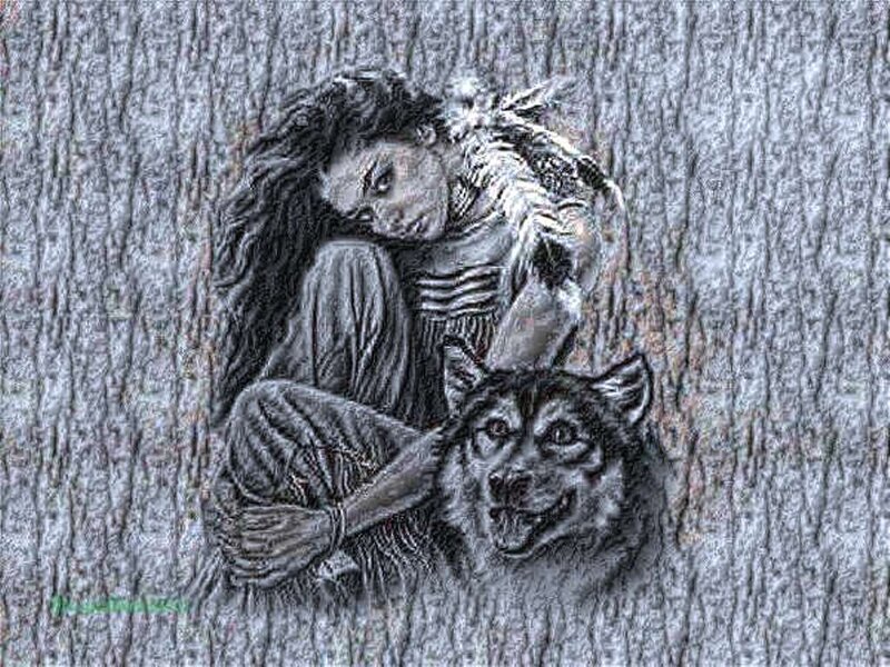 Woman and Wolf — Gray