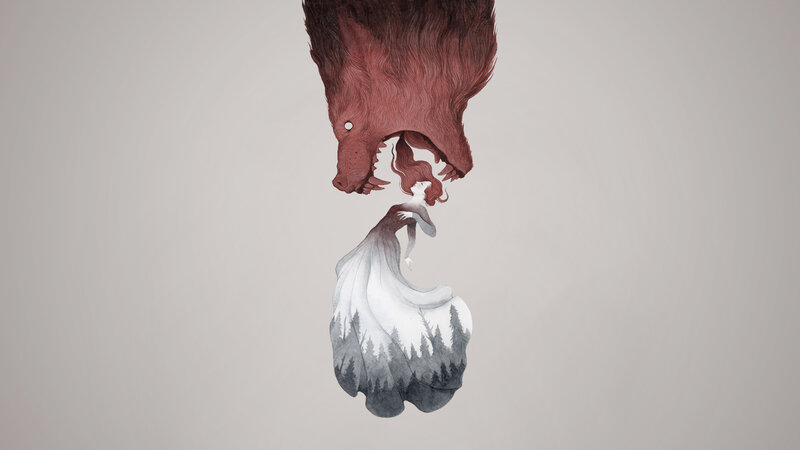 Woman and Wolf Head