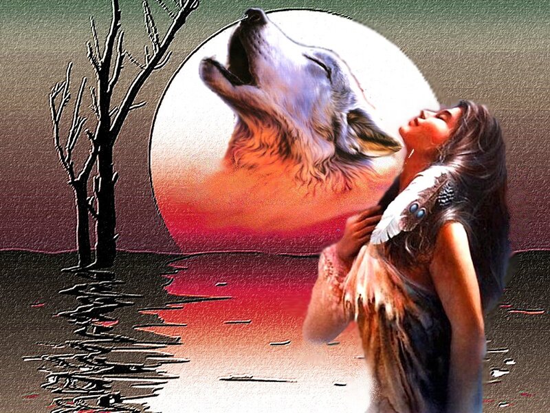 Woman and Wolf Howling
