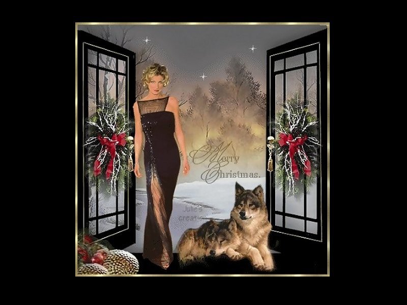 Woman and Wolf in Winter