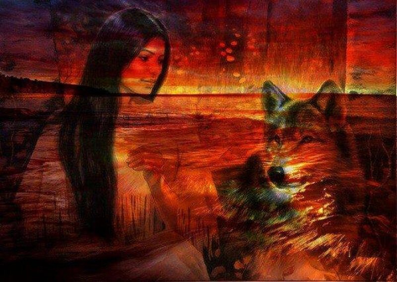 Woman and Wolf — Red, Dramatic