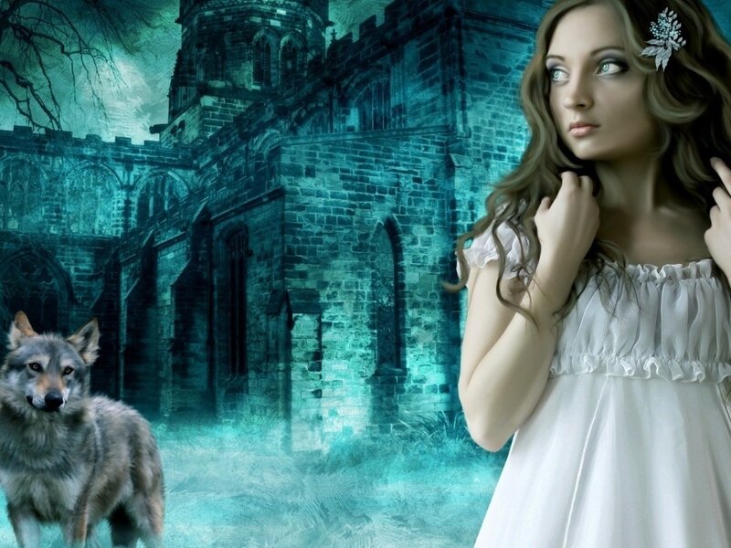 Woman and Wolf — White