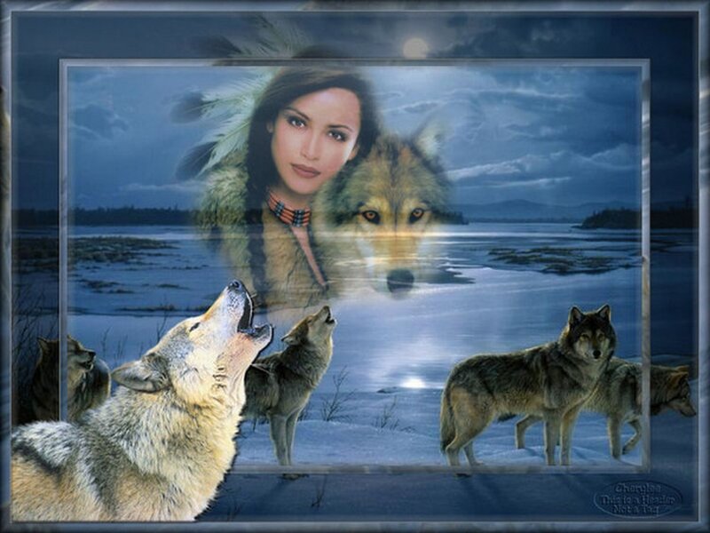 Woman and Wolves — Blue