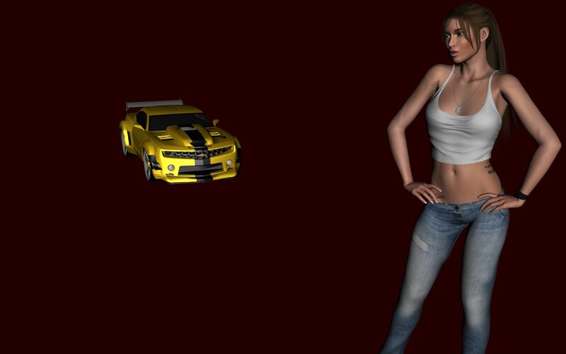 Woman and Yellow Car