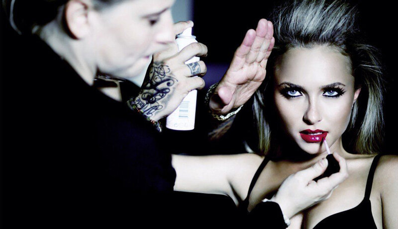 Woman Applying Lipstick — Black, Dramatic, Night, Photograph, Makeup Artist