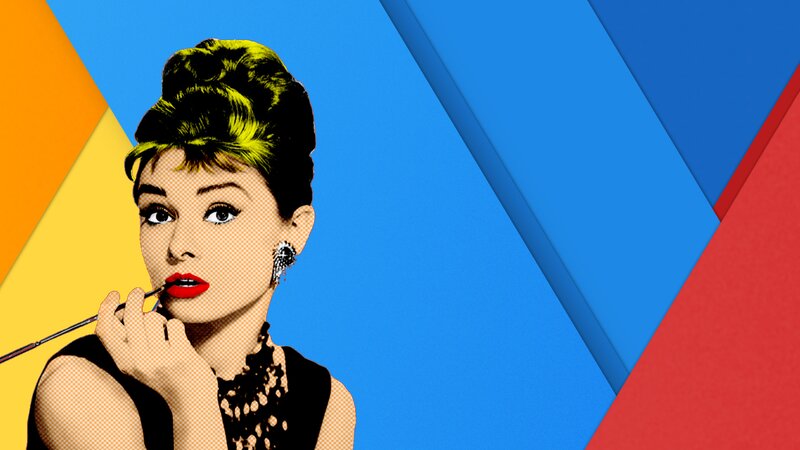 Woman Applying Lipstick — Blue, Vibrant