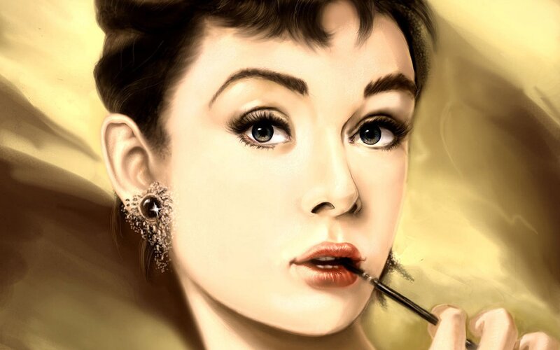 Woman Applying Lipstick — Gold