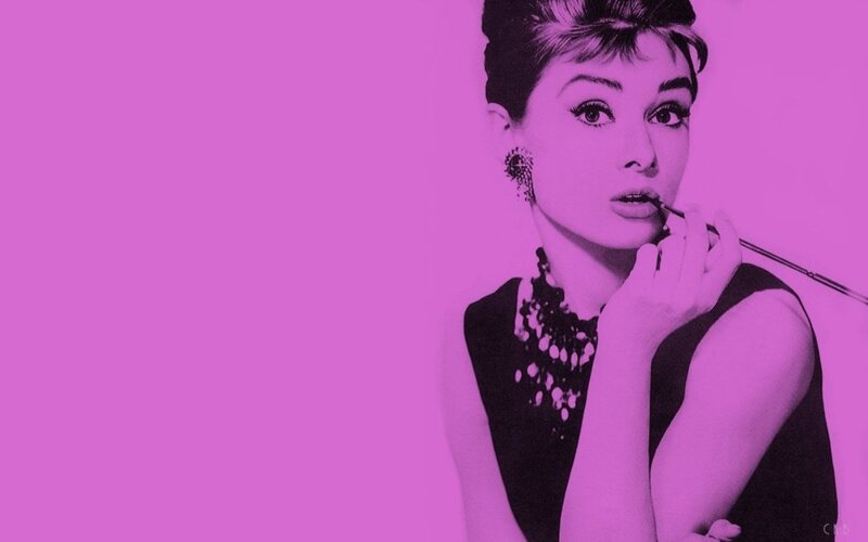 Woman Applying Lipstick — Purple