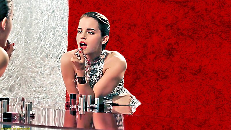 Woman Applying Lipstick — Red, Dramatic, Photograph