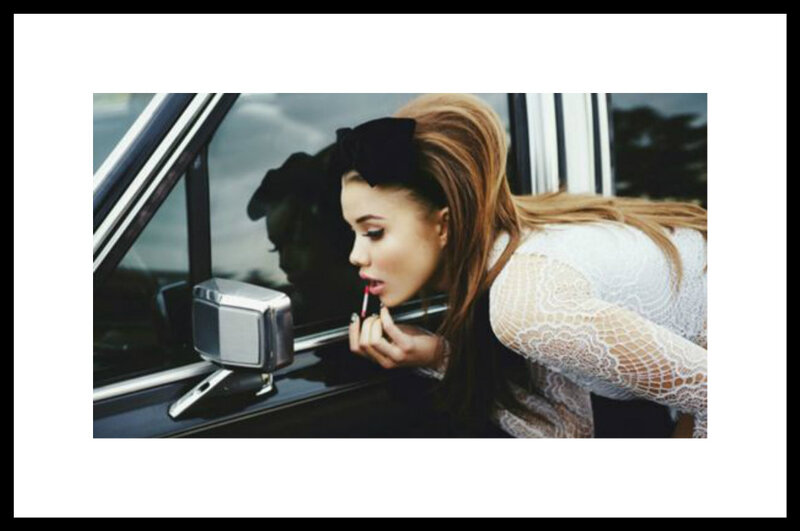 Woman Applying Lipstick — White, Stylish