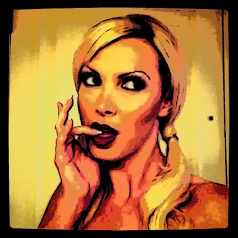 Woman Applying Lipstick — Yellow, Dramatic