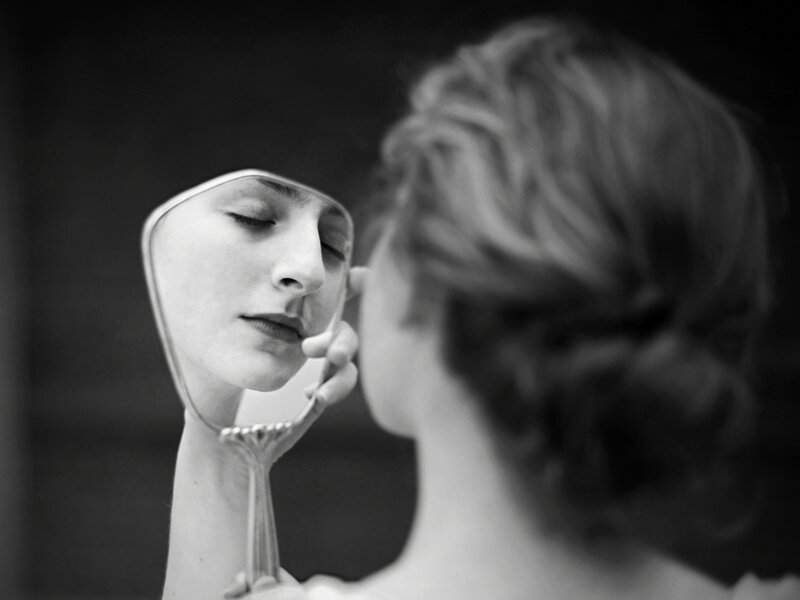 Woman Applying Makeup — Black, Intimate, Photograph