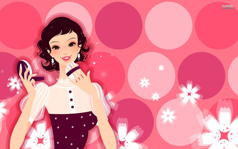 Woman Applying Makeup — Pink