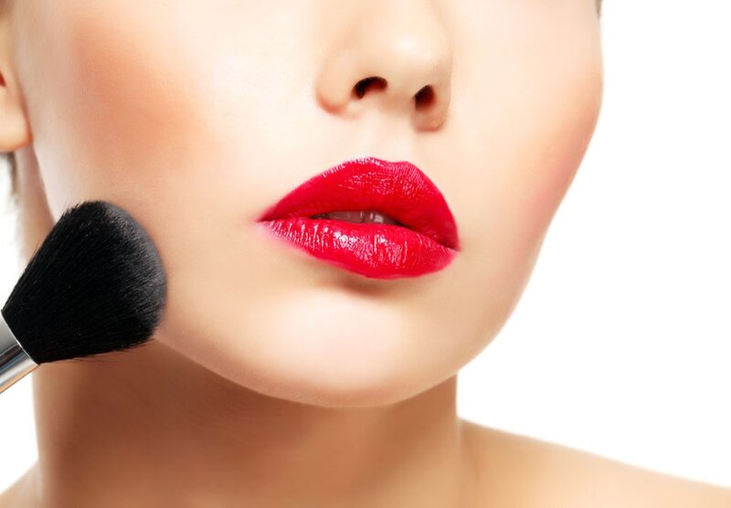Woman Applying Makeup — Red, Clean