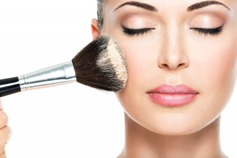 Woman Applying Makeup — White, Calm, Photograph