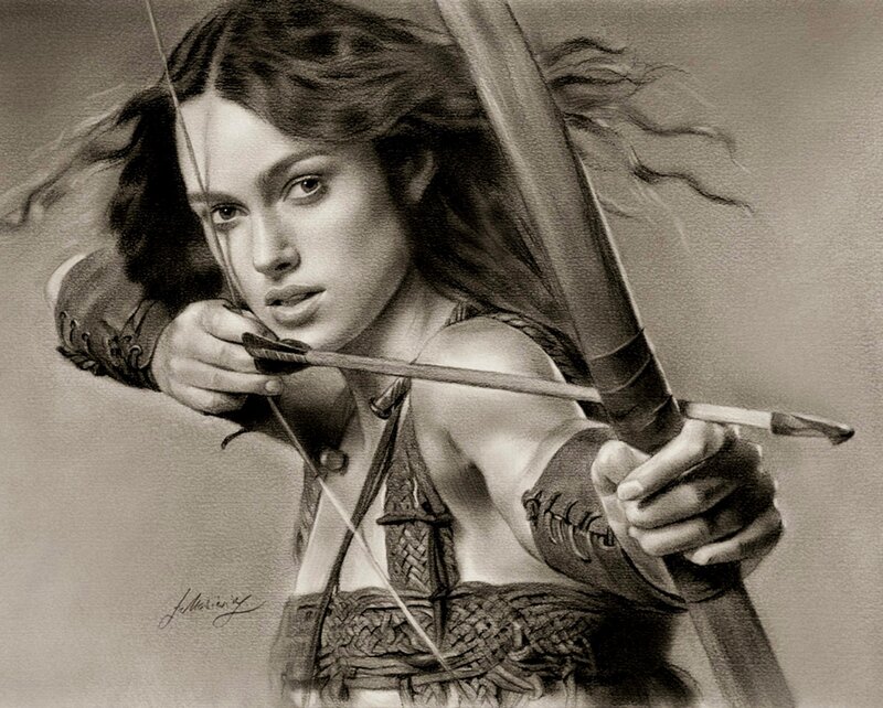 woman archer in action