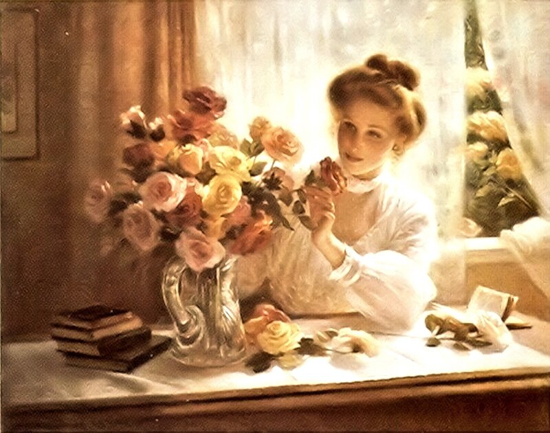 Woman Arranging Roses