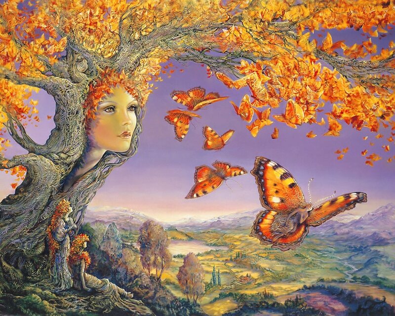 Woman as a tree with butterflies