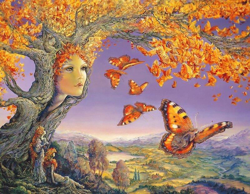 Woman as a tree with butterflies