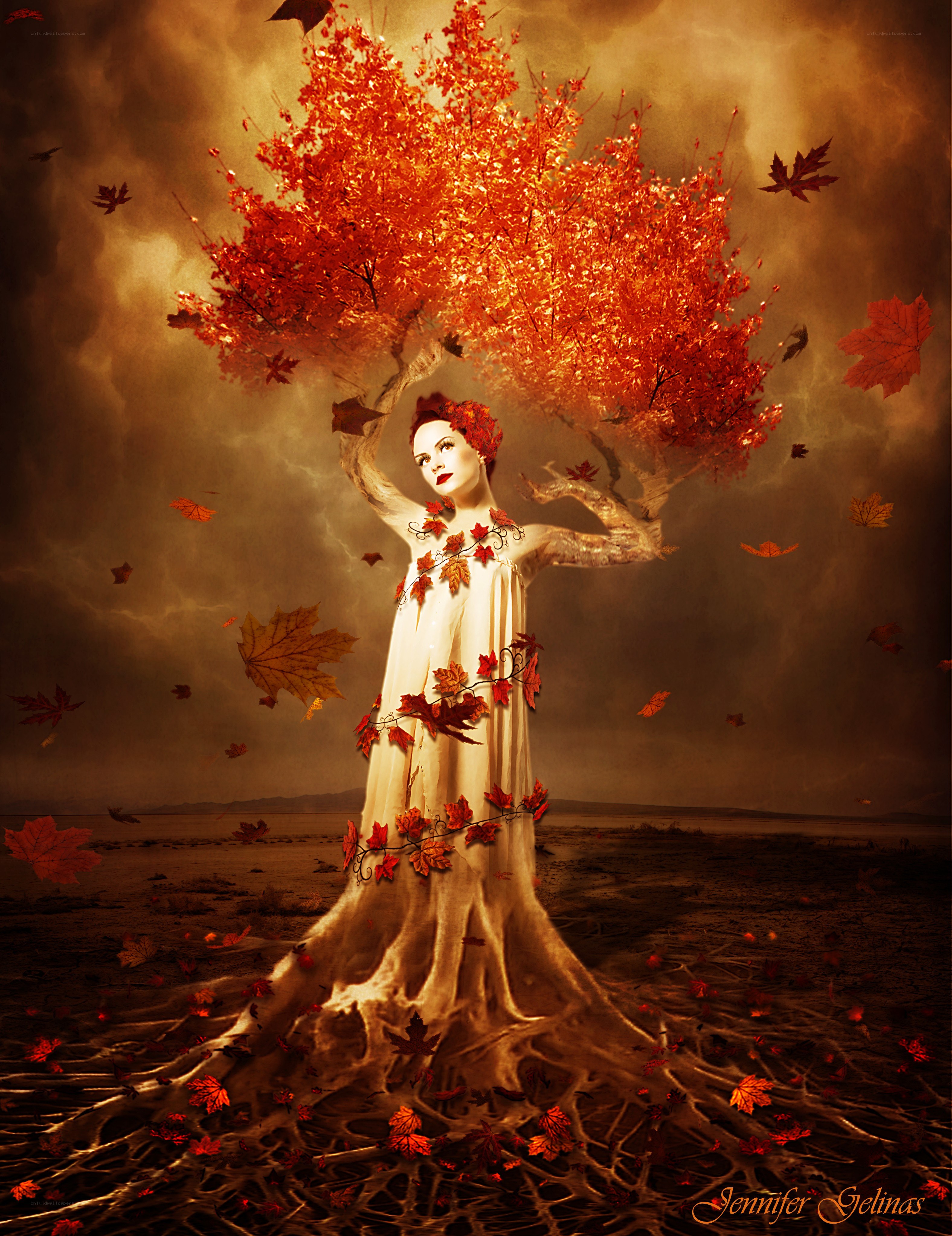 woman as autumn tree