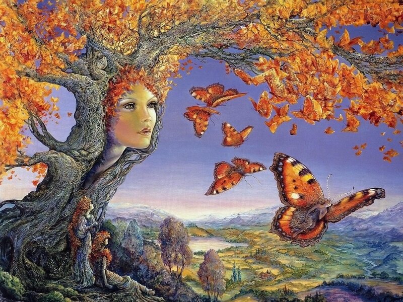 Woman as Tree with Butterflies — Orange, Serene