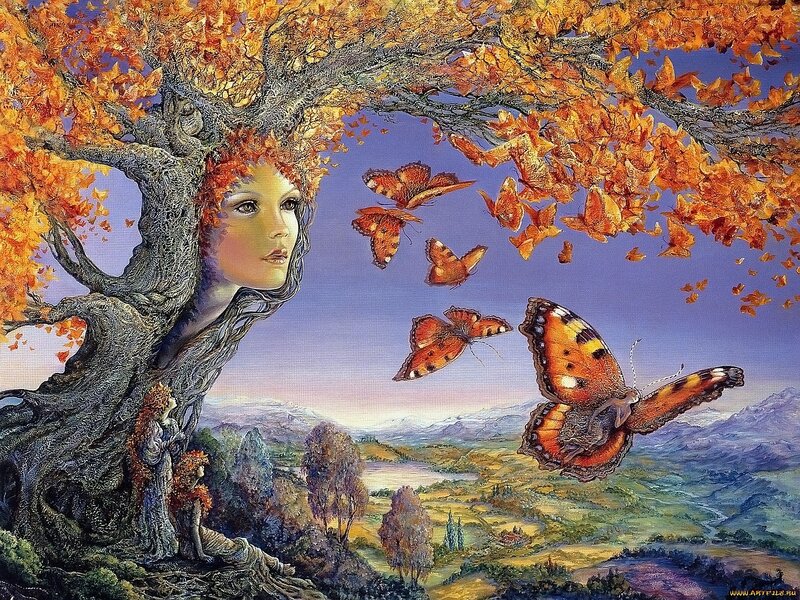 Woman as Tree with Butterflies — Orange