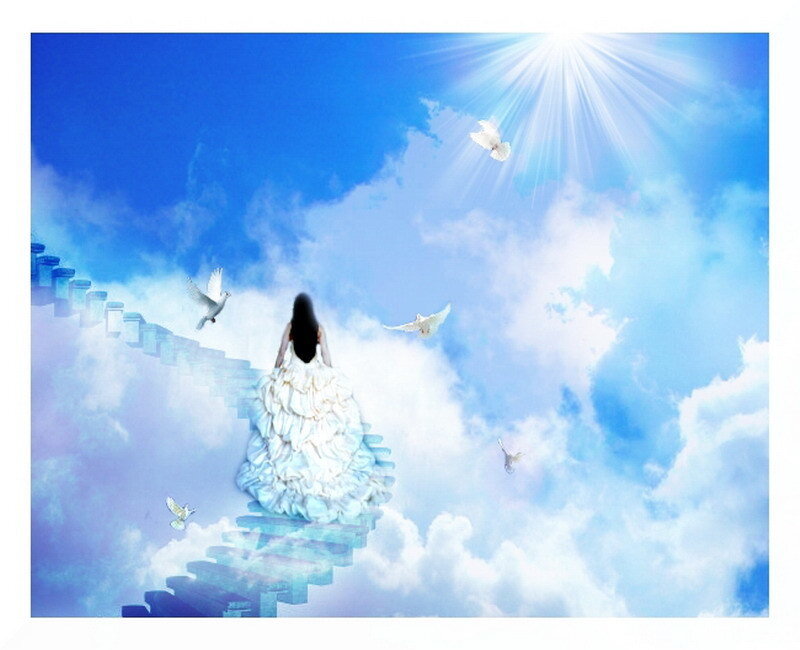 woman ascending to heaven