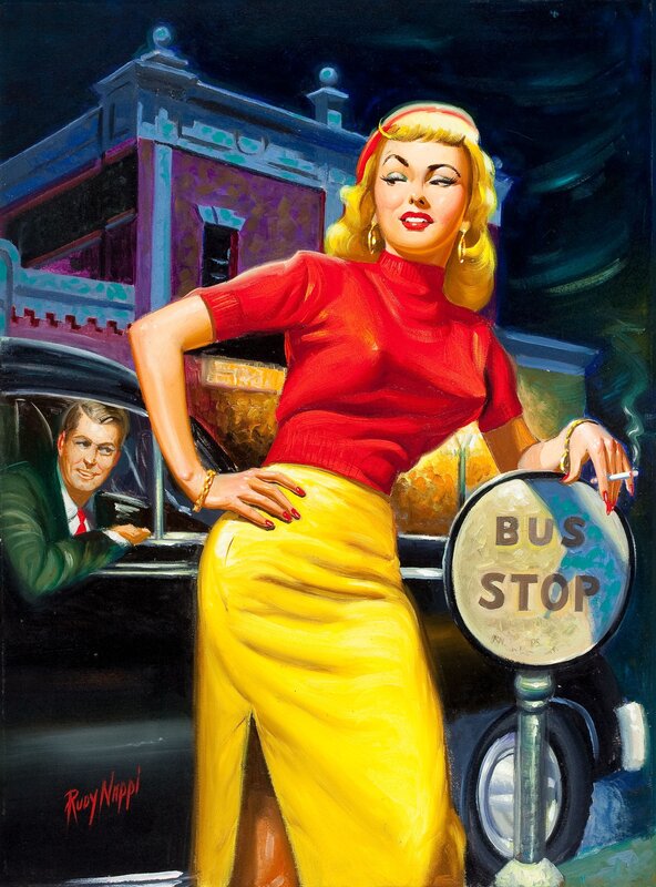 Woman at a bus stop