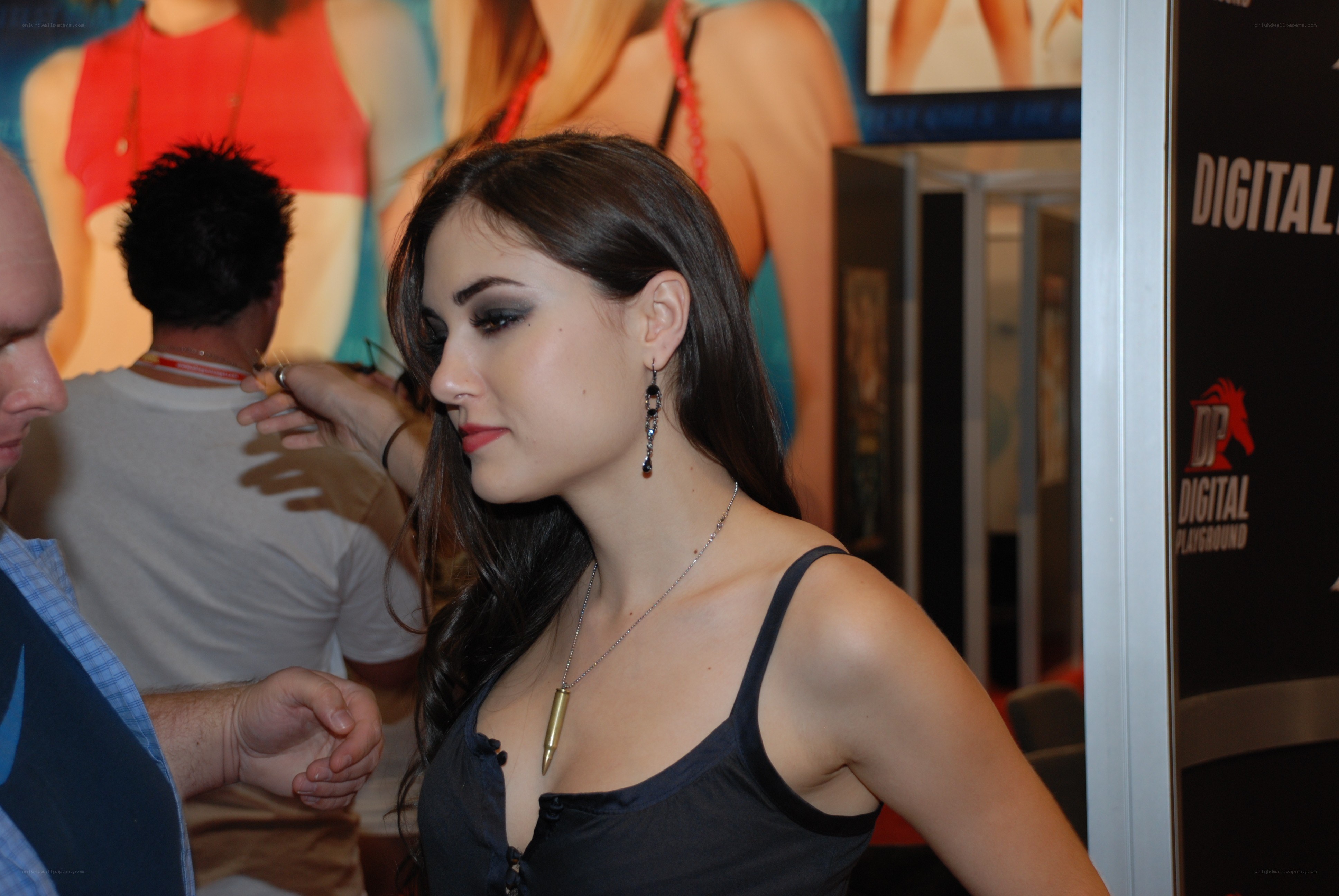 woman at a convention booth