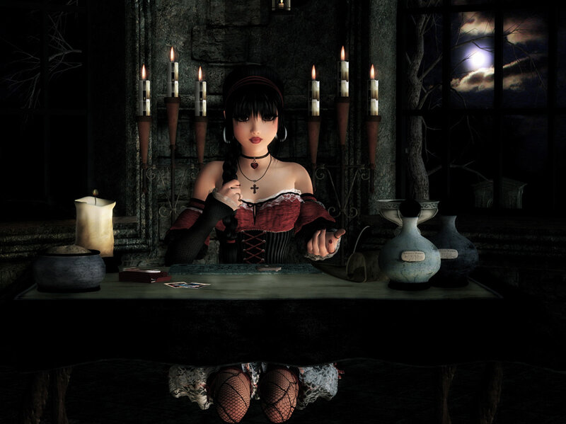 woman at a divination table