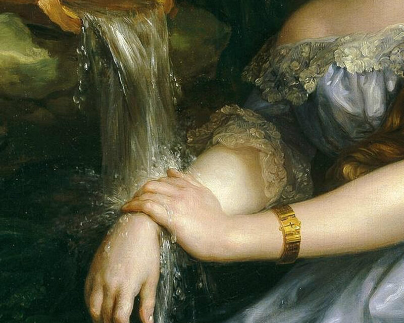Woman at a Fountain — Blue
