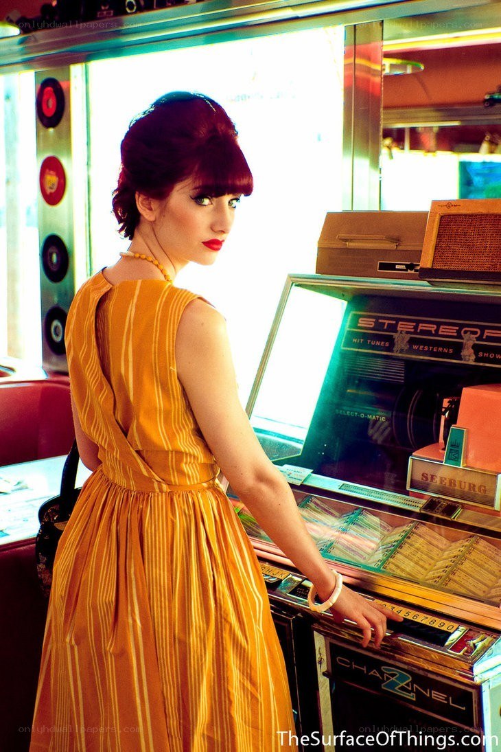 Woman at a jukebox