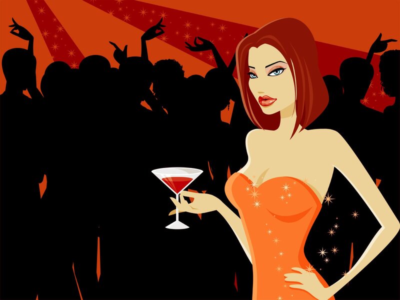 Woman at a party with cocktail
