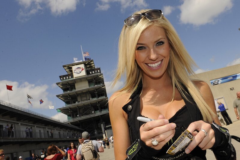 Woman at a race track