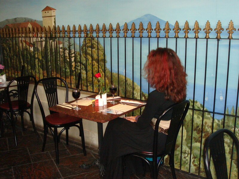 Woman at a restaurant table
