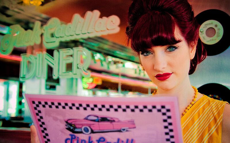 Woman at a retro diner
