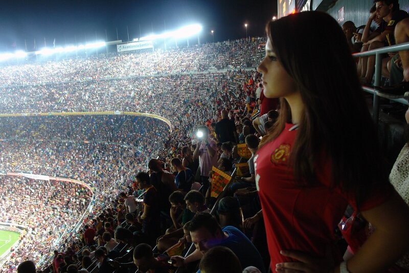 Woman at a stadium event
