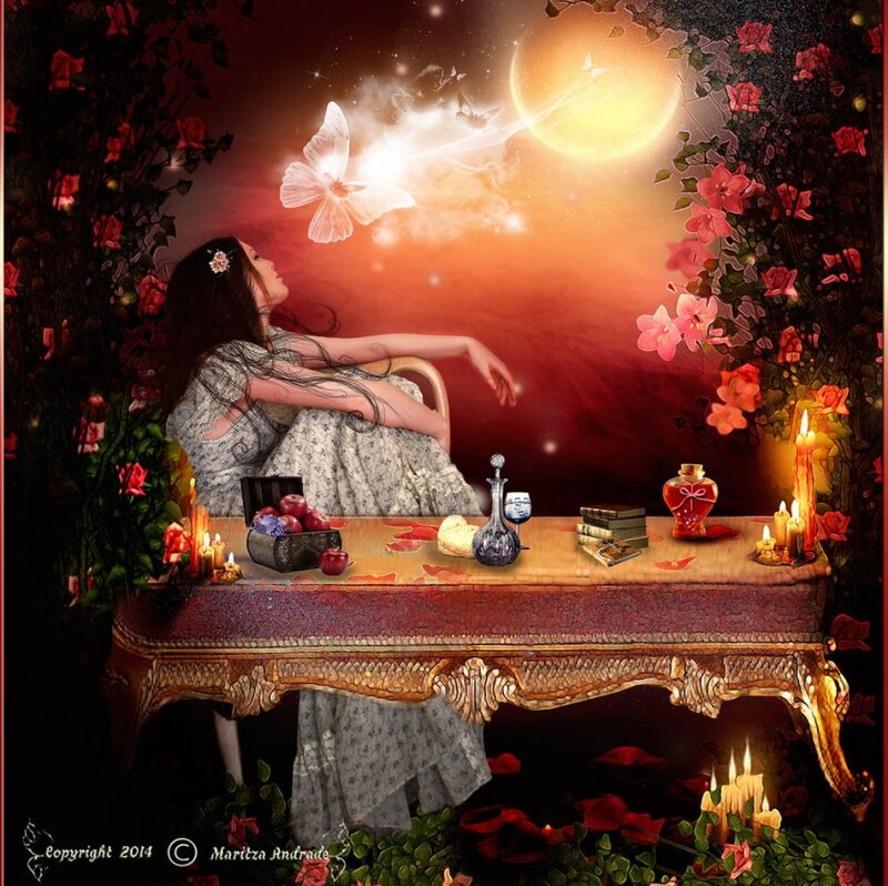 Woman at a Table — Red