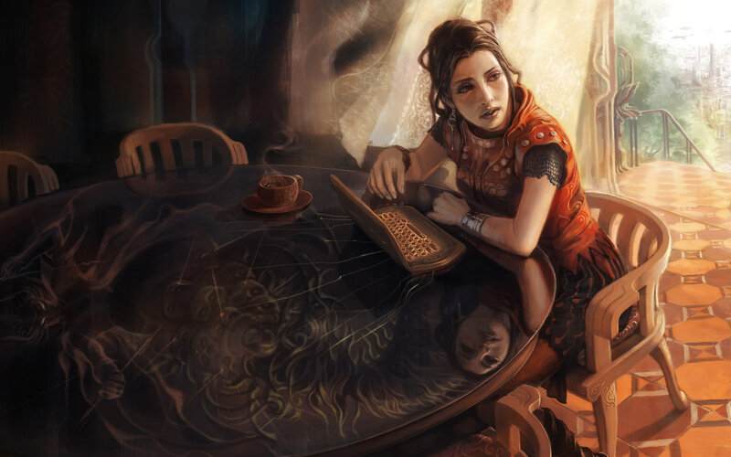 Woman at a table with laptop