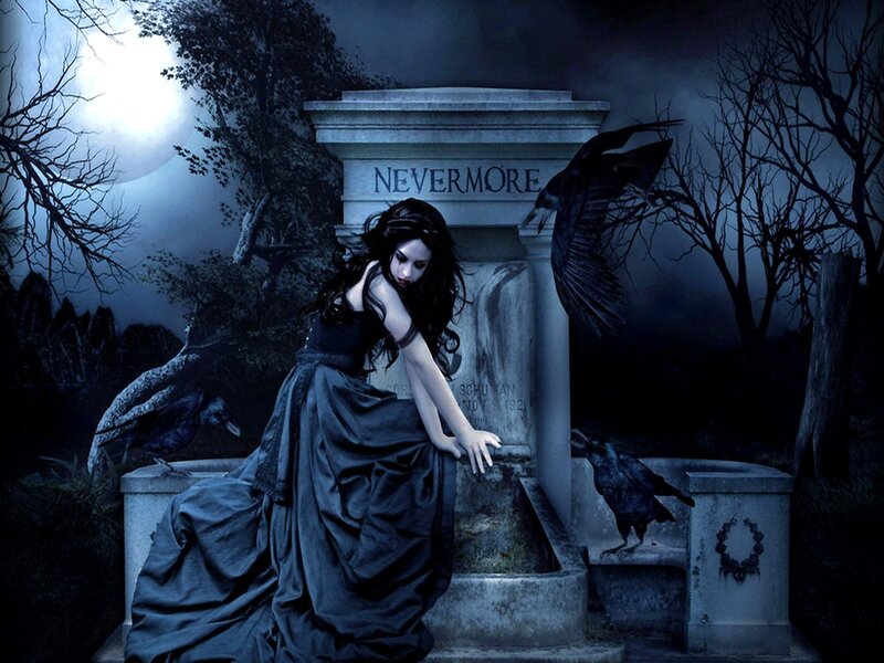 Woman at a tombstone