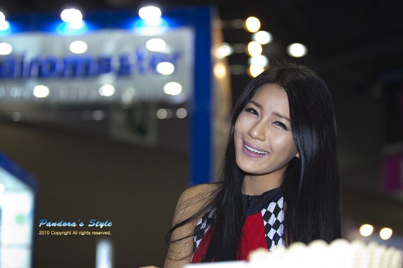 Woman at a trade show booth