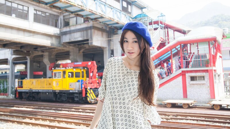 woman at a train station